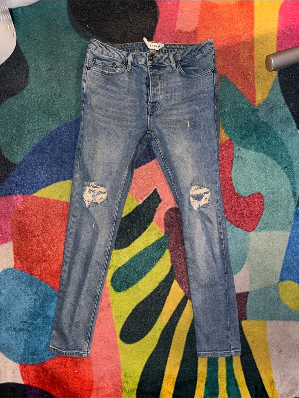 Topman Light Blue Ripped Skinny Jeans